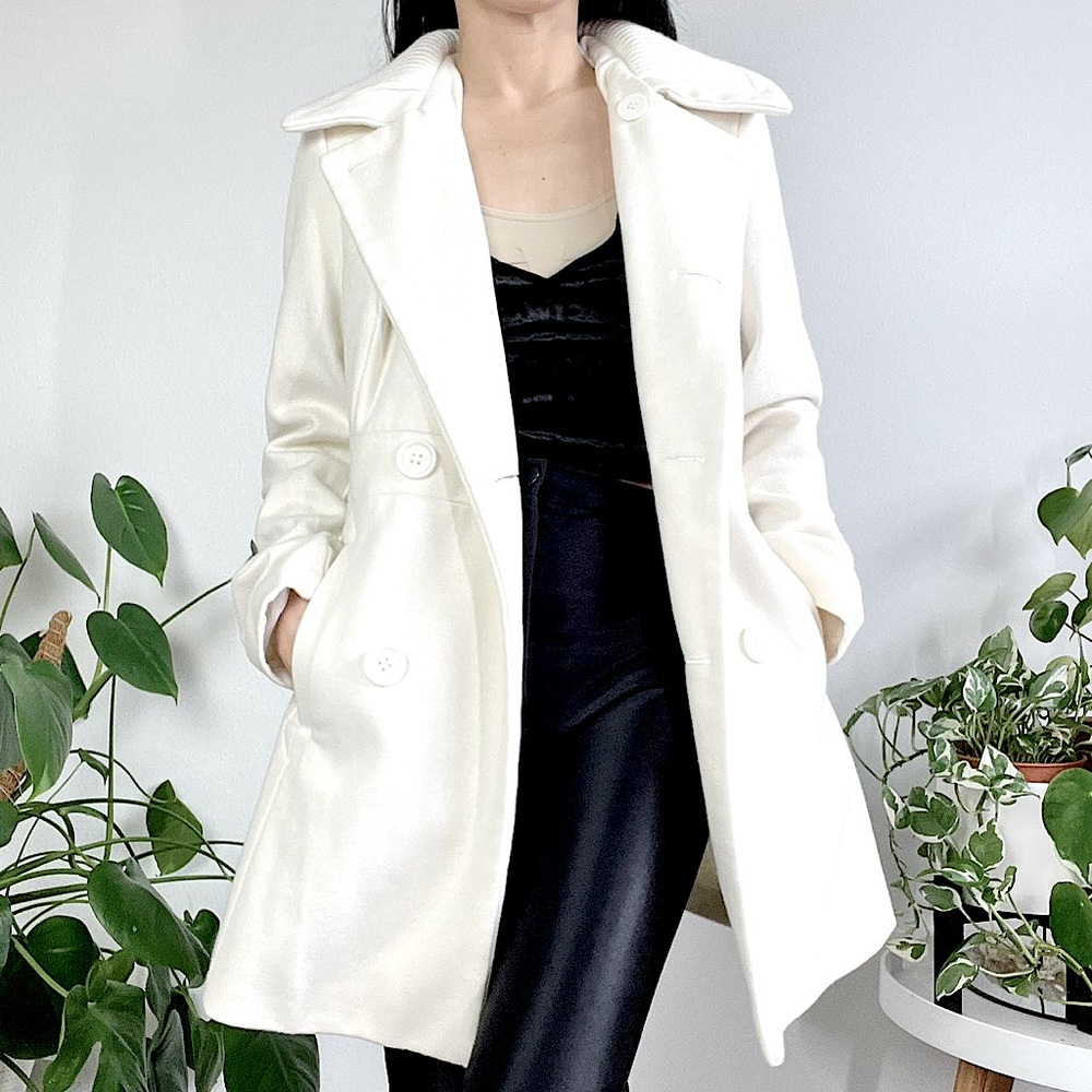 Double Breasted Pea Coat, Fall Winter Pocket Trench Overcoat Jacket Outwear.